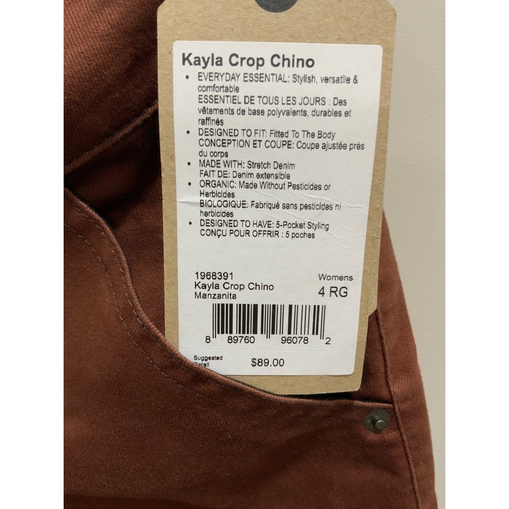 Prana Kayla Crop Chino Pants Womens 4 Manzanita Red‎ Stretch Cotton Casual - Picture 4 of 6